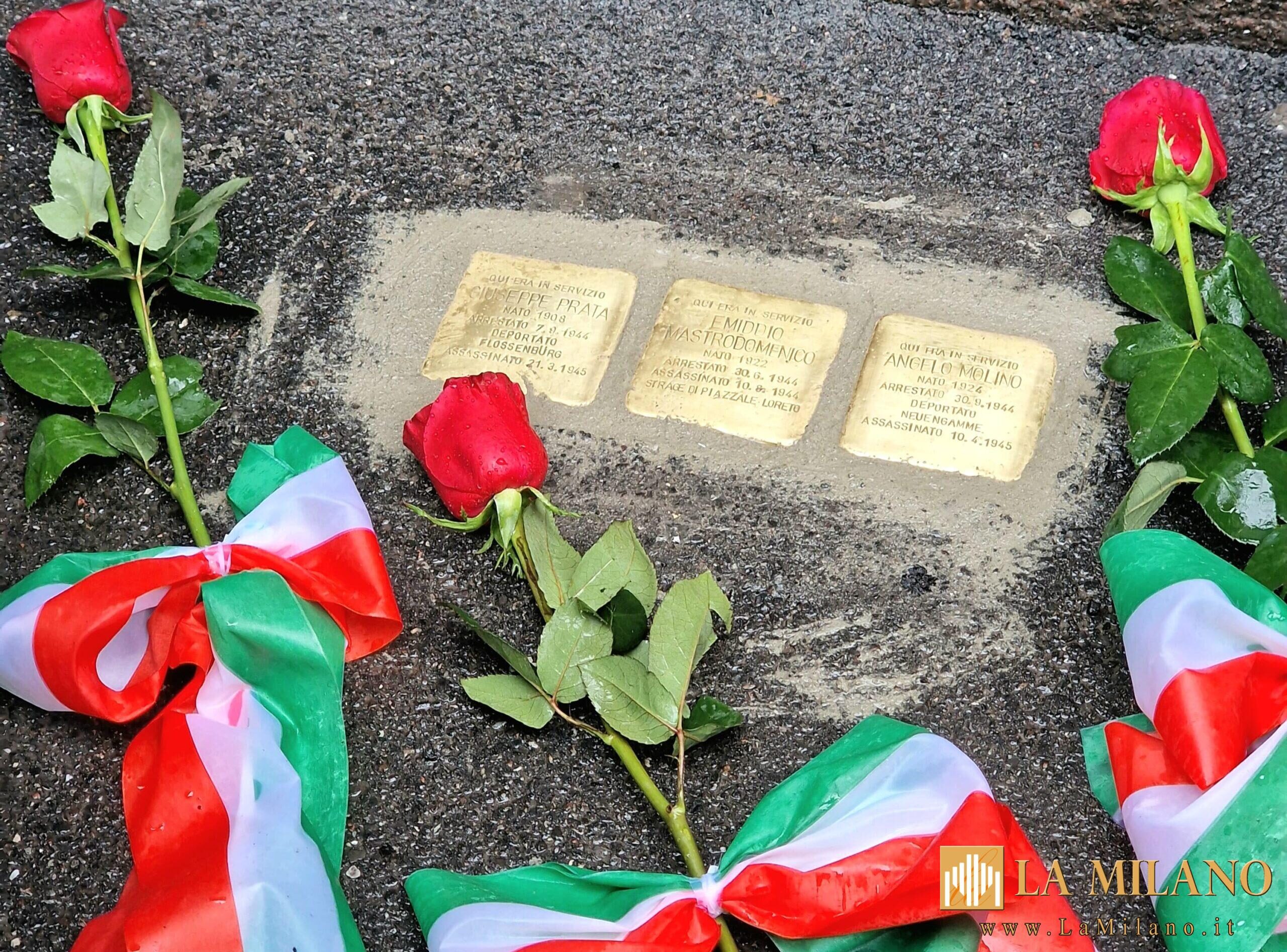 Milano: la Polizia di Stato posa 3 Pietre d'Inciampo per ricordare il Vice Brigadiere di Polizia di Stato Giuseppe Prata, la Guardia di Polizia di Stato Emidio Mastrodomenico e la Guardia di Polizia di Stato Angelo Molino