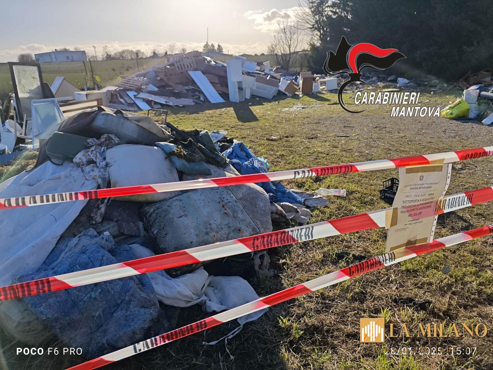 Serravalle a Po: I Carabinieri sequestrano una vasta area adibita a discarica. 2 persone denunciate