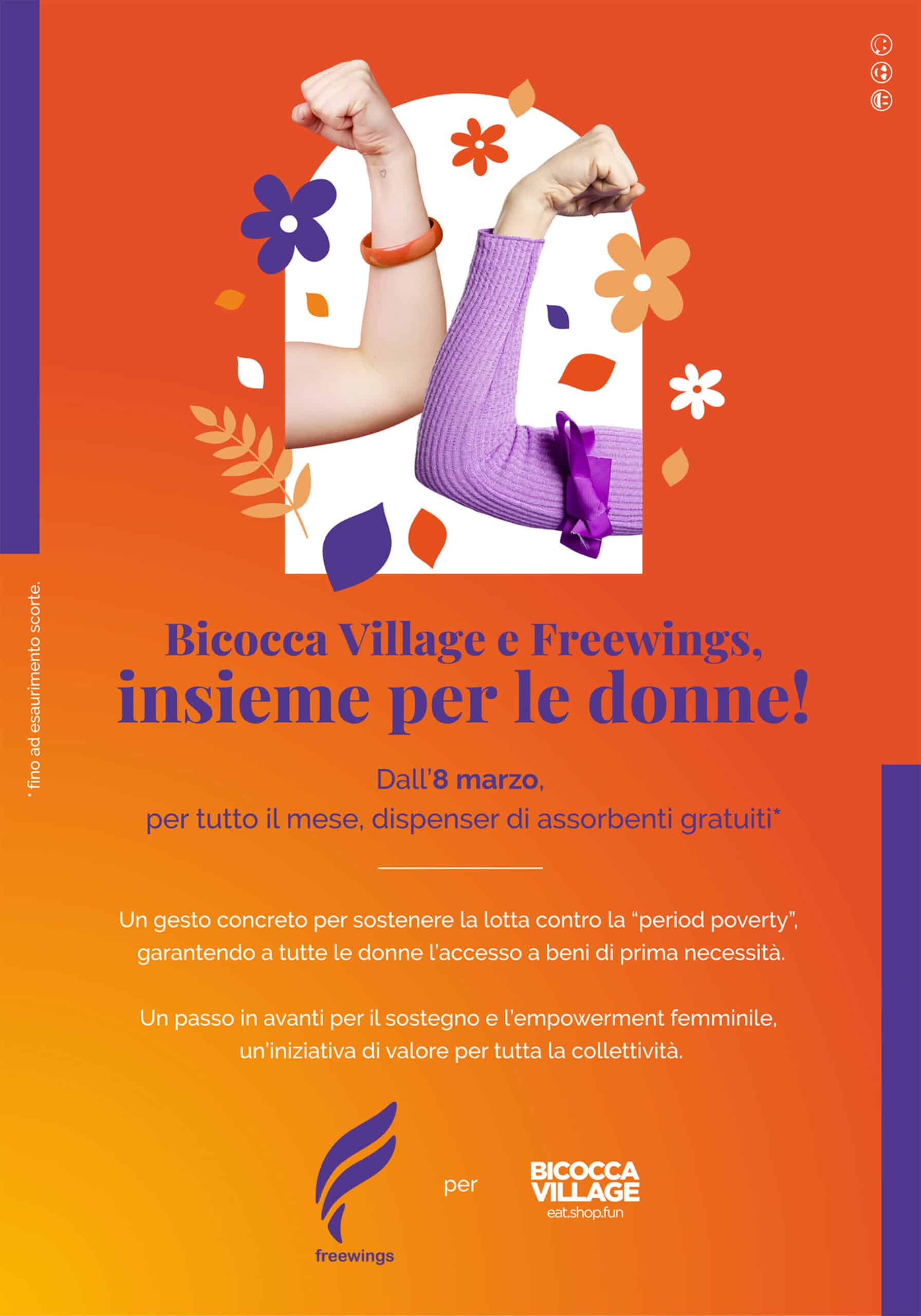 Bicocca Village e Freewings insieme per le donne: assorbenti gratuiti dall’8 marzo.