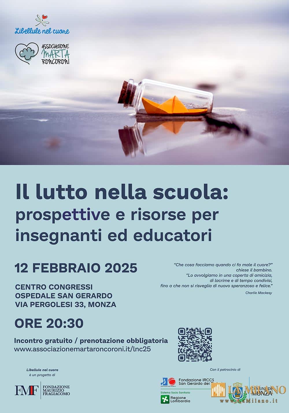 Monza: Un incontro dedicato al lutto per insegnanti ed educatori. Prospettive e risorse