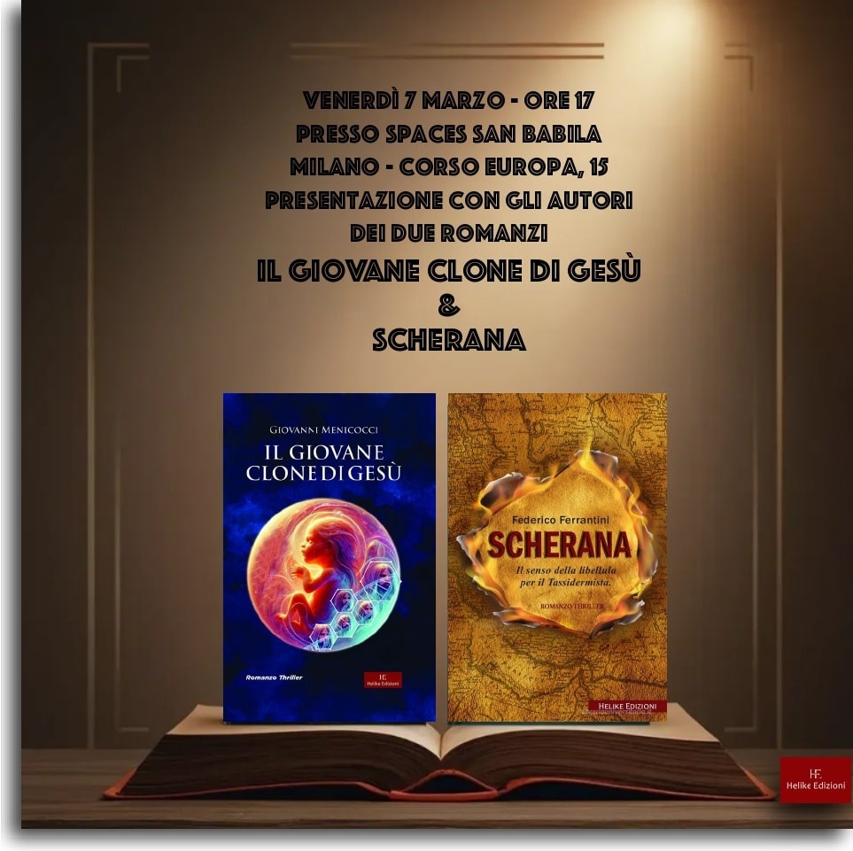 Presentazione a Milano dei romanzi Il giovane clone di Gesù e Scherana