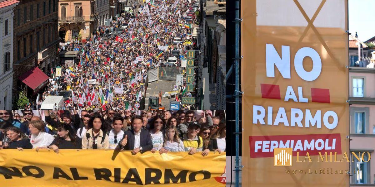 Roma, M5S guida la protesta contro il riarmo UE: in piazza anche il PD