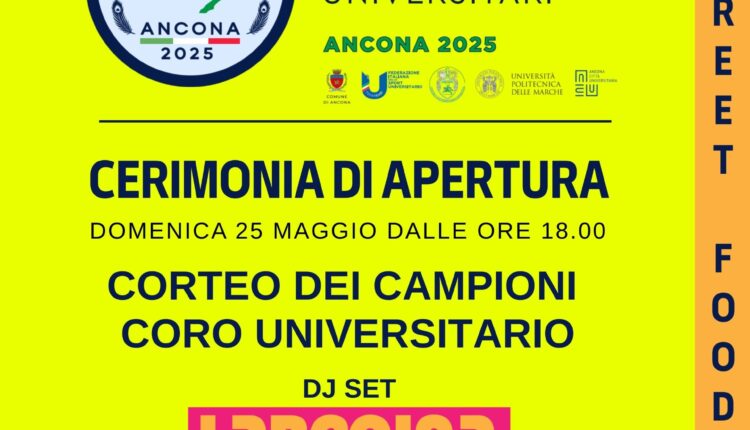 Ancona inaugura i Campionati Nazionali Universitari 2025 con una grande festa nel cuore della città.