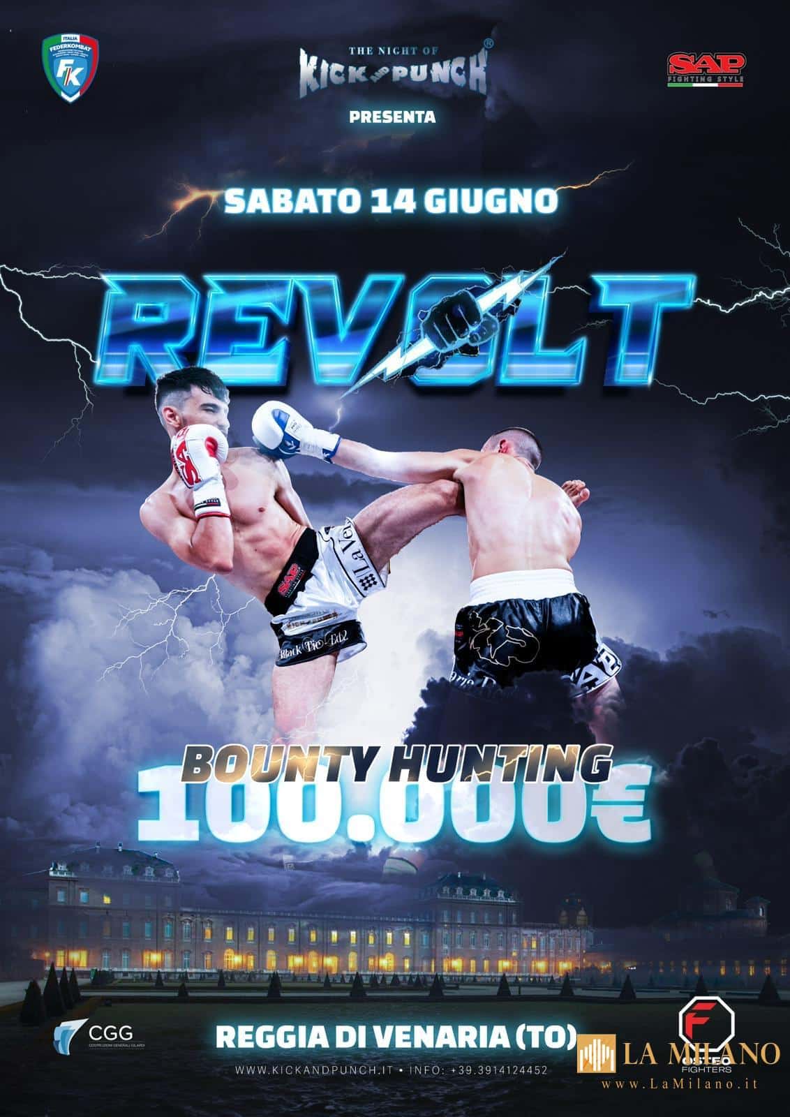 Revolt: alla Reggia di Venaria l’evento dell’anno della kickboxing. In palio 100mila euro per il campione dei 70 kg