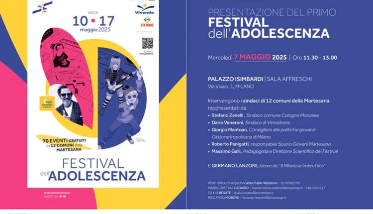 Al via il Primo Festival dell’Adolescenza: 70 eventi in 12 Comuni per una settimana dedicata ai giovani.