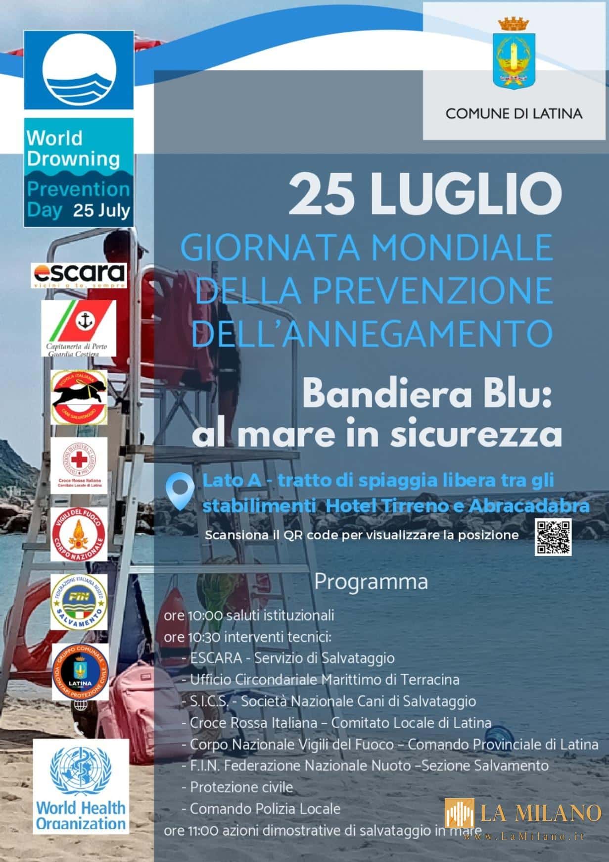 Latina celebra il World Drowning Prevention Day 2025 con l'evento "Bandiera Blu: al mare in sicurezza" 