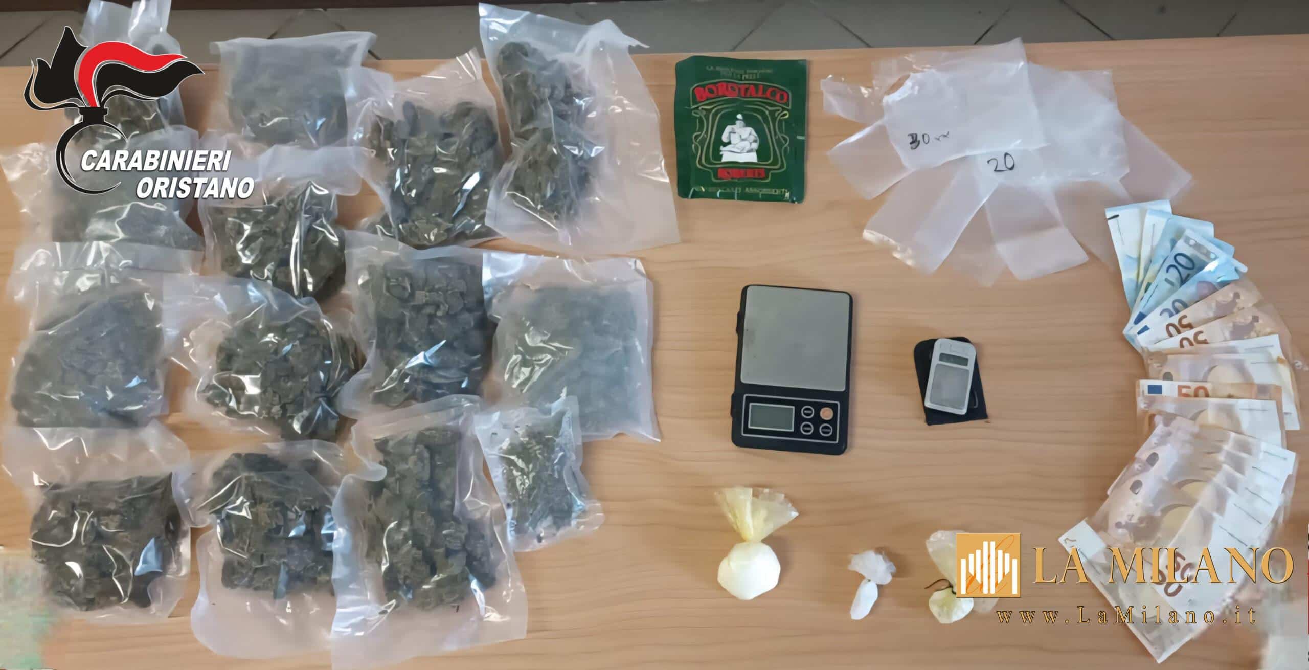 Cabras, arrestato per detenzione di cocaina e marijuana pronte allo spaccio