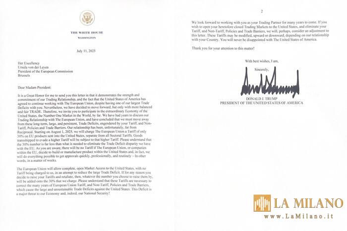 La lettera di Trump all'UE