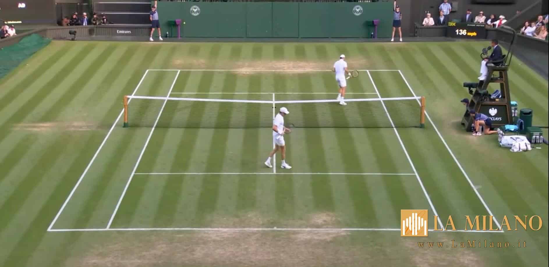 Wimbledon: Dimitrov costretto al ritiro sul 2-0, Sinner passa ai quarti senza vincere un set