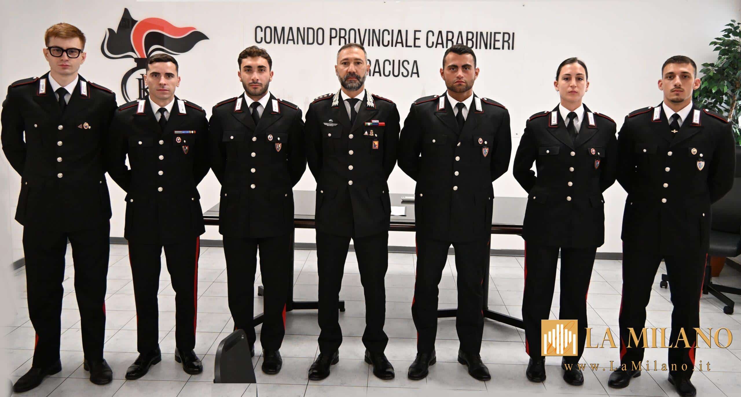 Provincia di Siracusa, 8 giovani Marescialli dei Carabinieri in tirocinio operativo