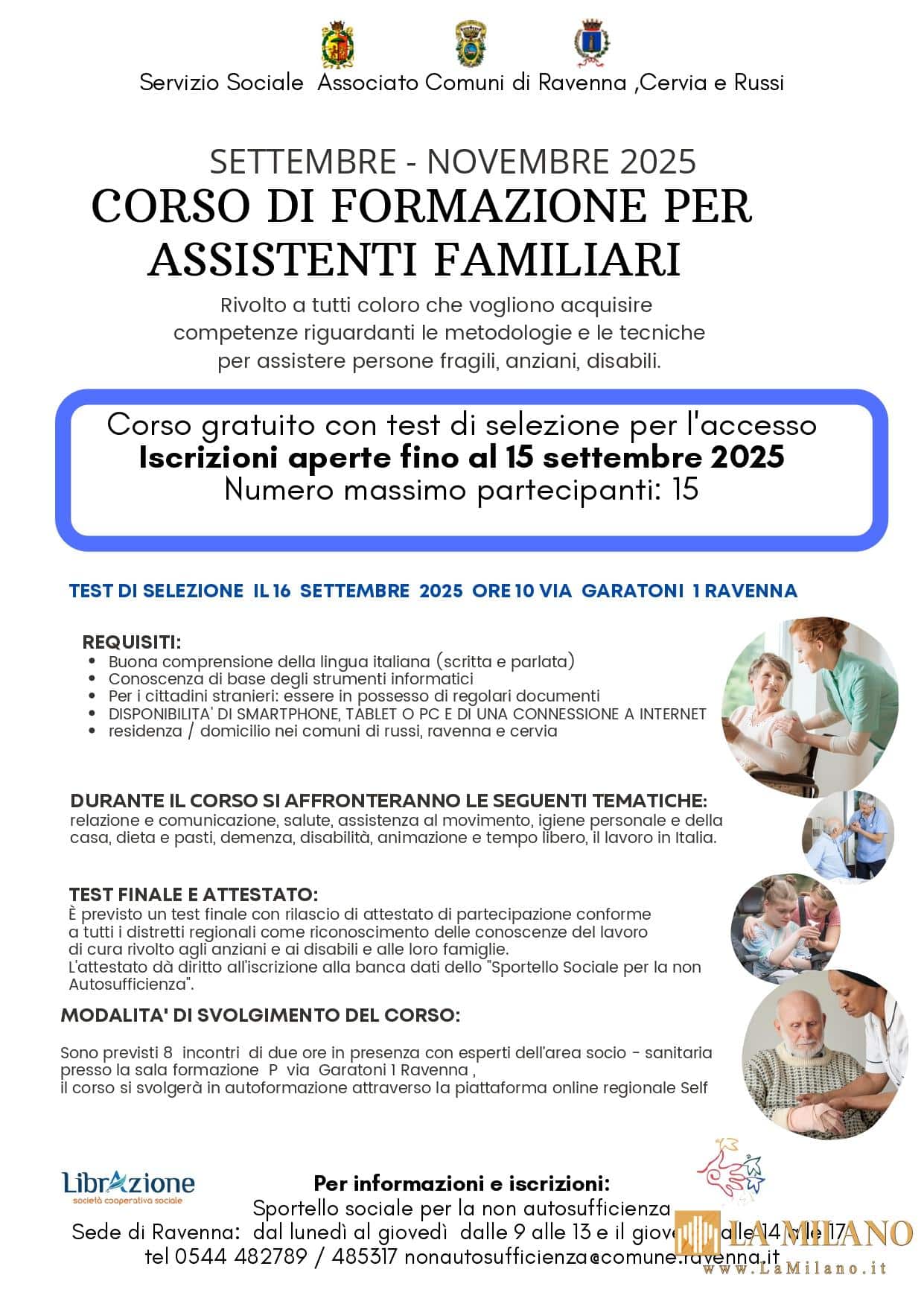 Corso gratuito per assistenti familiari: aperte le iscrizioni a Ravenna