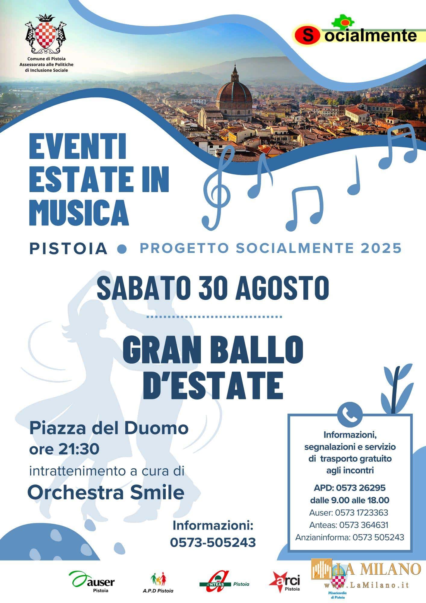 Gran Ballo d’Estate a Pistoia: musica e danze in Piazza del Duomo con la Smile Live Band