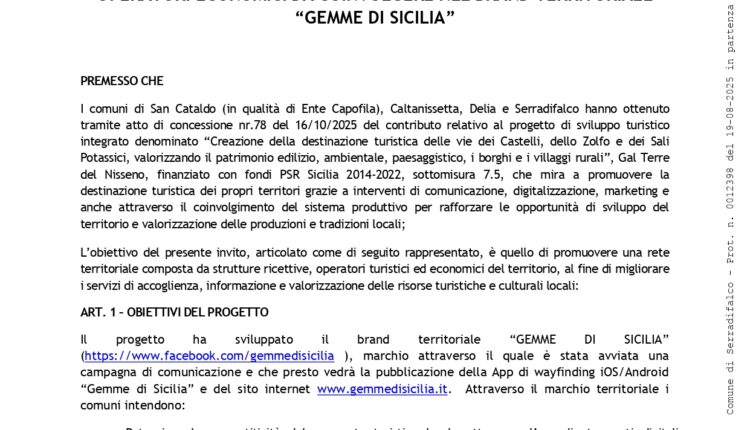 "Gemme di Sicilia": manifestazione d’interesse per artigiani e operatori del Nisseno