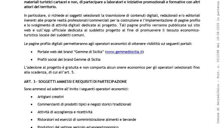 "Gemme di Sicilia": manifestazione d’interesse per artigiani e operatori del Nisseno