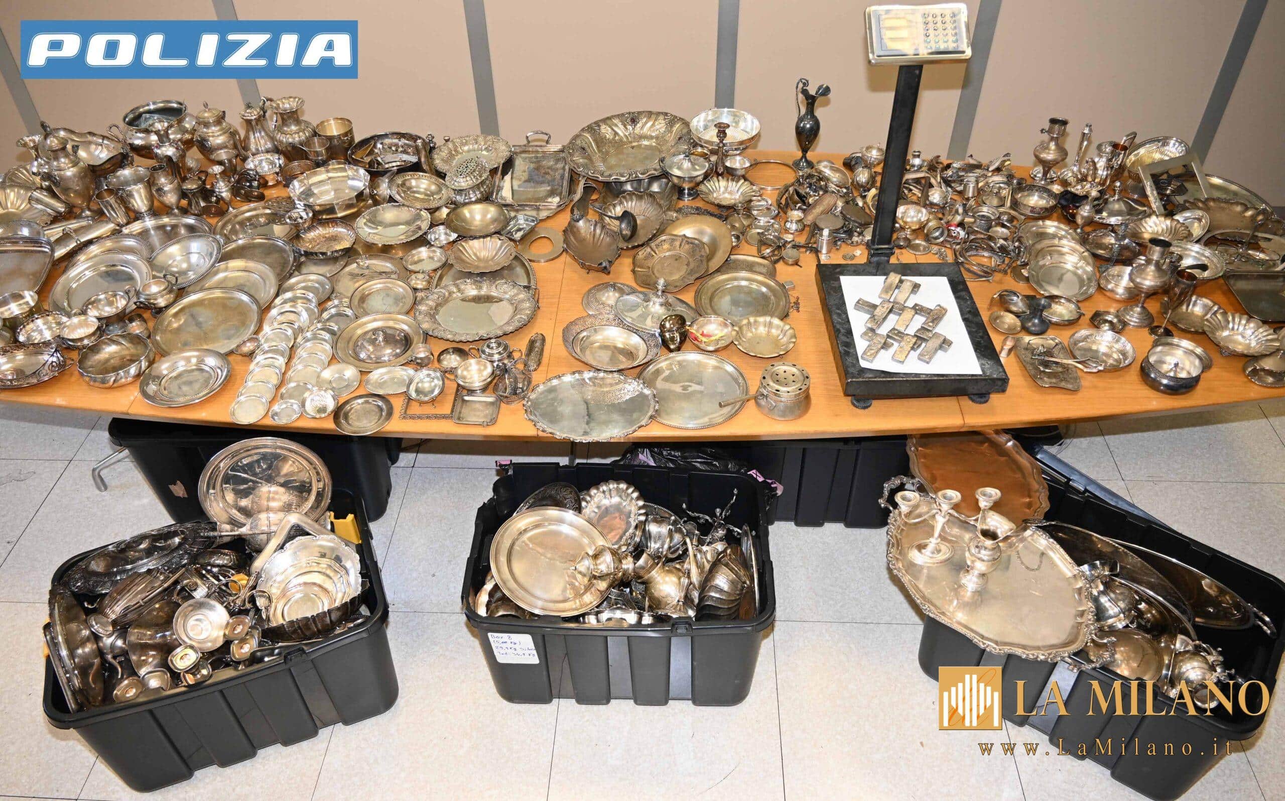 Milano, sequestrati 324 kg di argento e 61mila euro: fermati 2 uomini per ricettazione