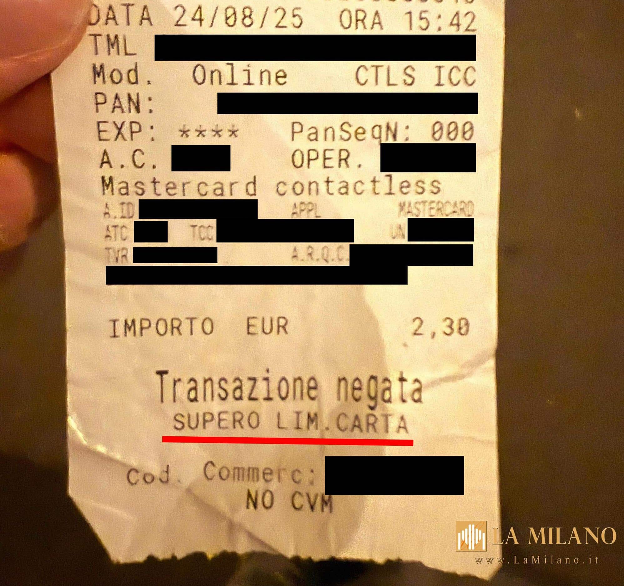 Scontrino pubblico commerciante