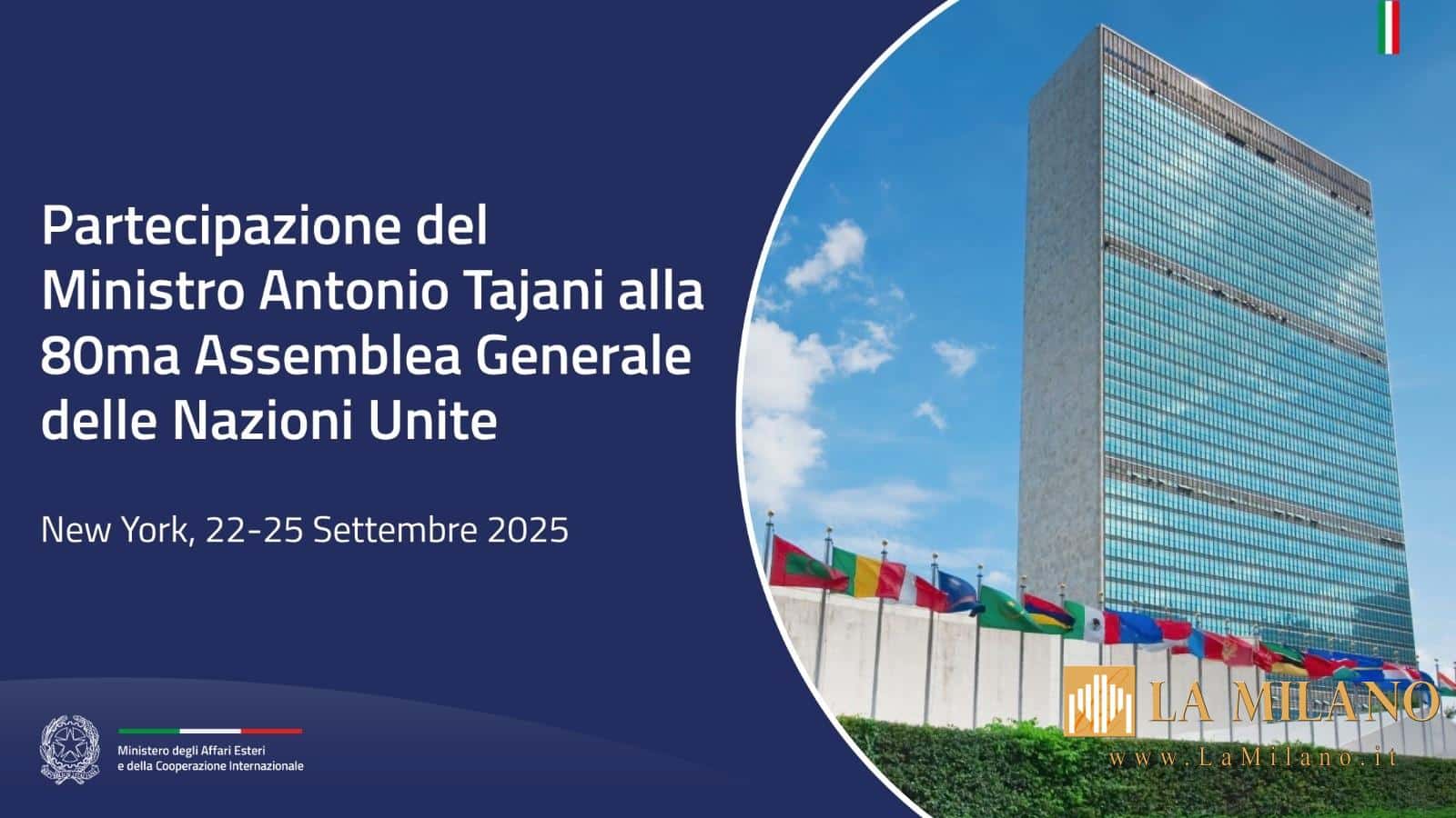 UNGA80: Quarta giornata di Tajani a New York, focus su Gaza, Iran, Libia, Corno d’Africa e India