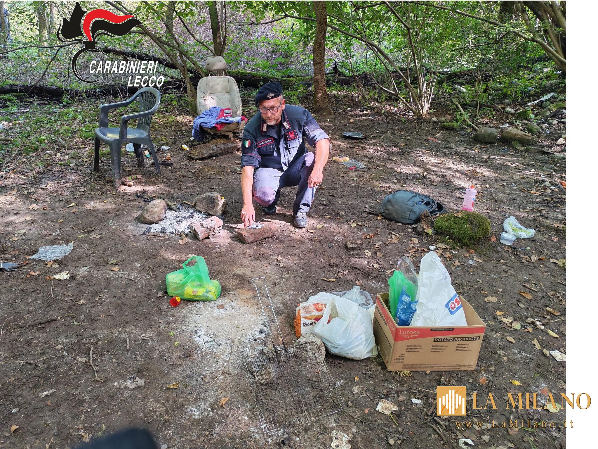 Nibionno e Valgreghentino: Carabinieri smantellano 3 bivacchi dei pusher nei boschi