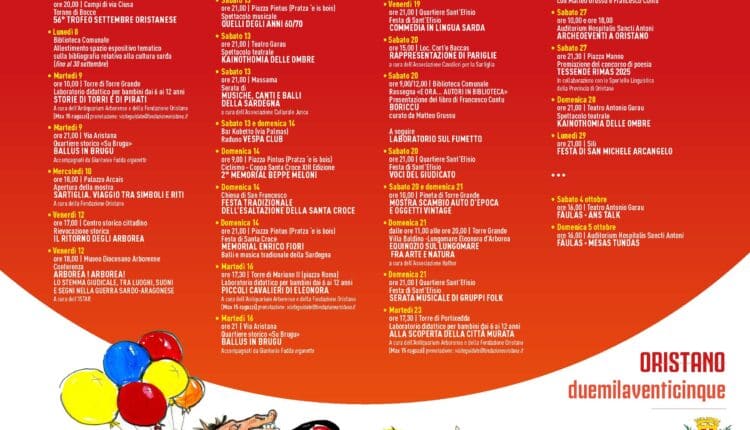 Settembre Oristanese 2025: un mese di eventi tra cultura, sport e tradizione