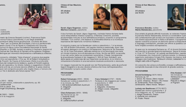 Monza, “Un piano per la città – Impronte sonore”: 3 giorni di grande musica con giovani talenti internazionali