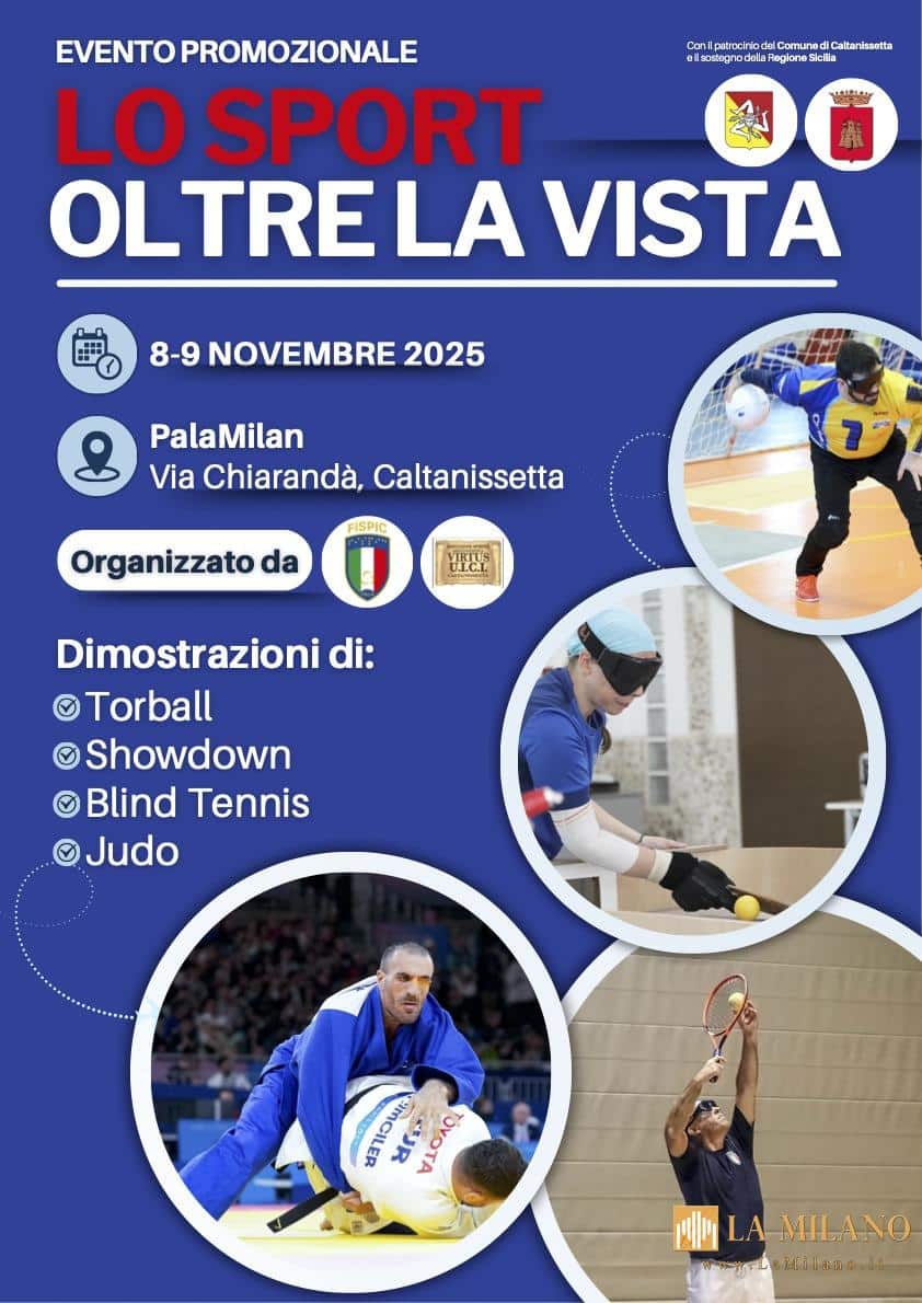 Caltanissetta, al PalaMilan arriva “Lo Sport oltre la vista”: due giornate di inclusione e sport per non vedenti e ipovedenti