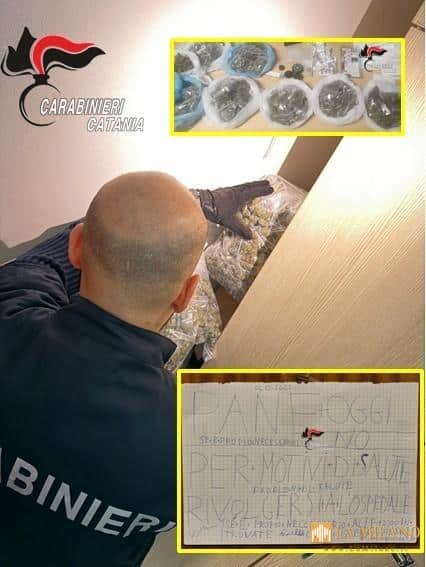 Acireale: spacciatore arrestato con un chilo di marijuana.