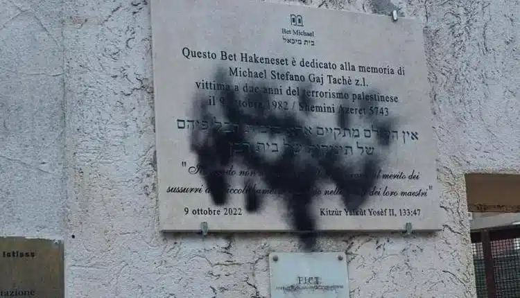 Roma, vandalizzata la sinagoga di Monteverde: scritte d’odio e targa imbrattata.